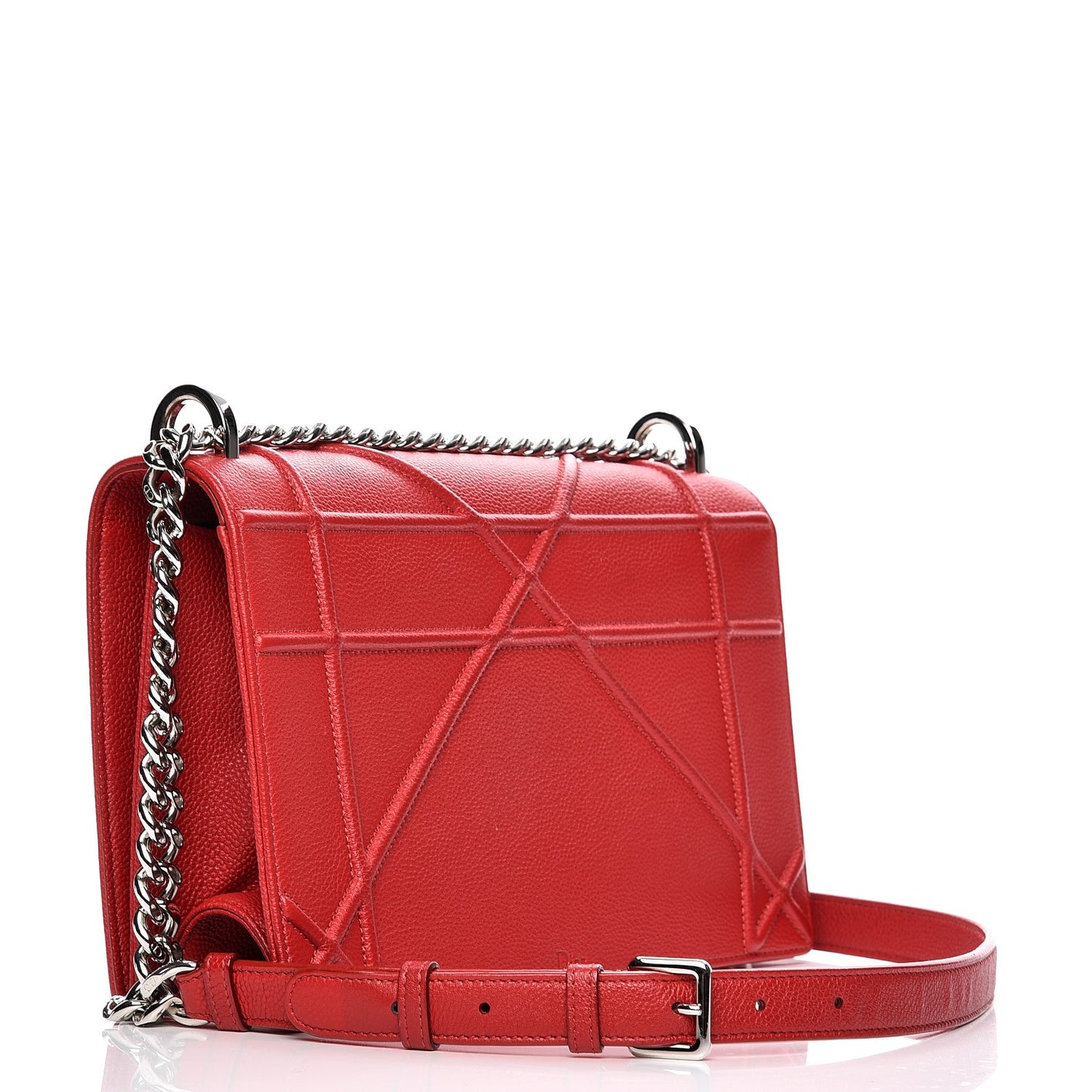Grained Calfskin Medium Diorama Flap Bag Red