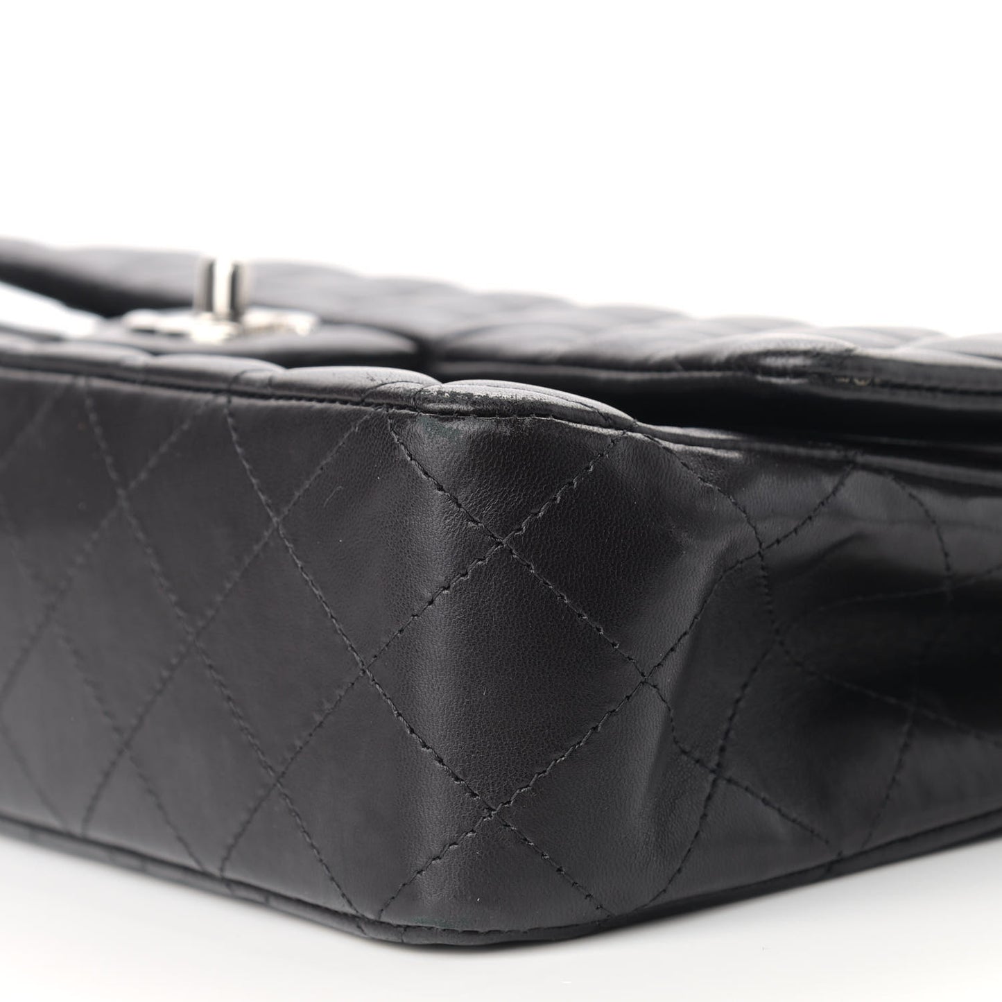 Lambskin Quilted Medium Double Flap Black