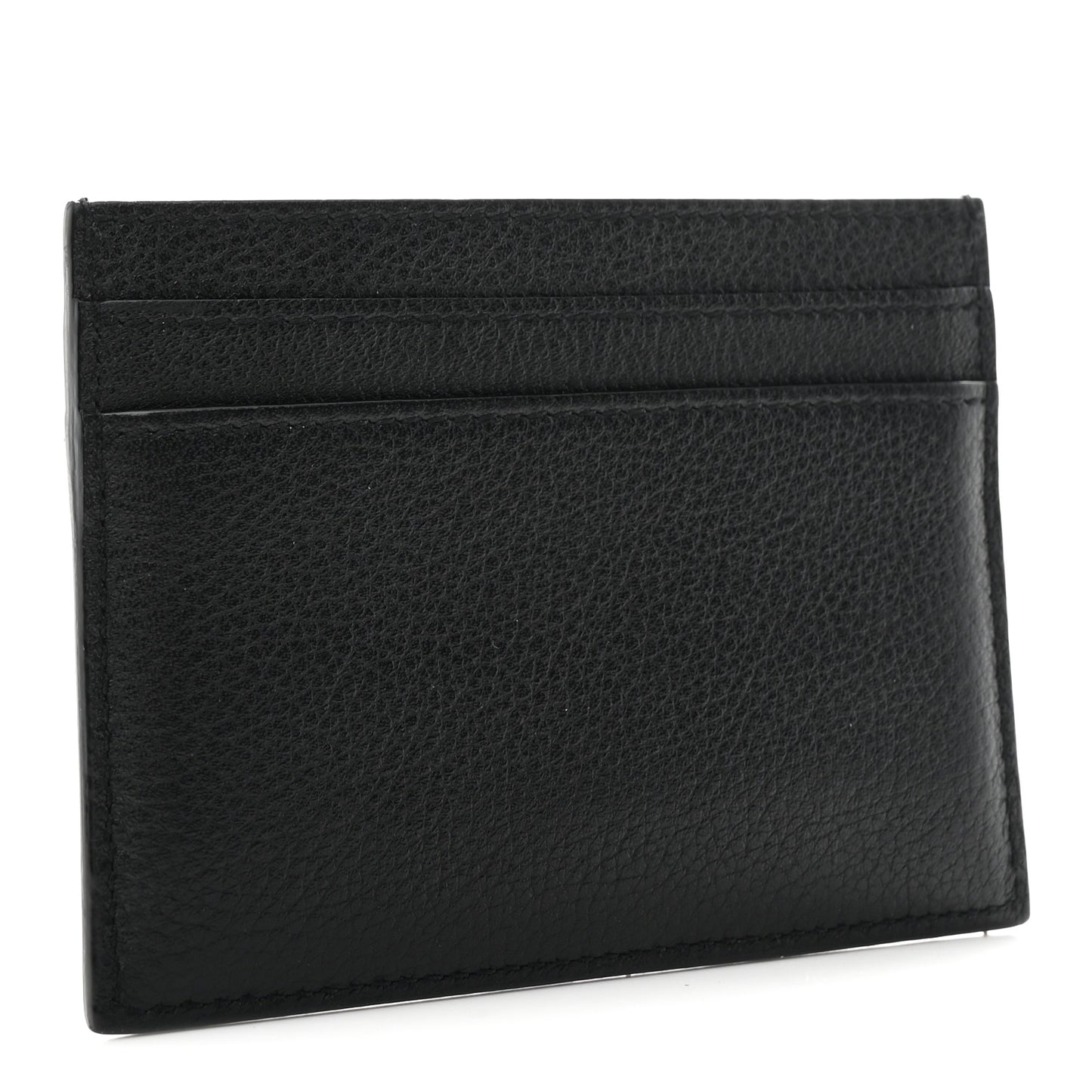 Grained Calfskin Tiny Cassandre Credit Card Case Black