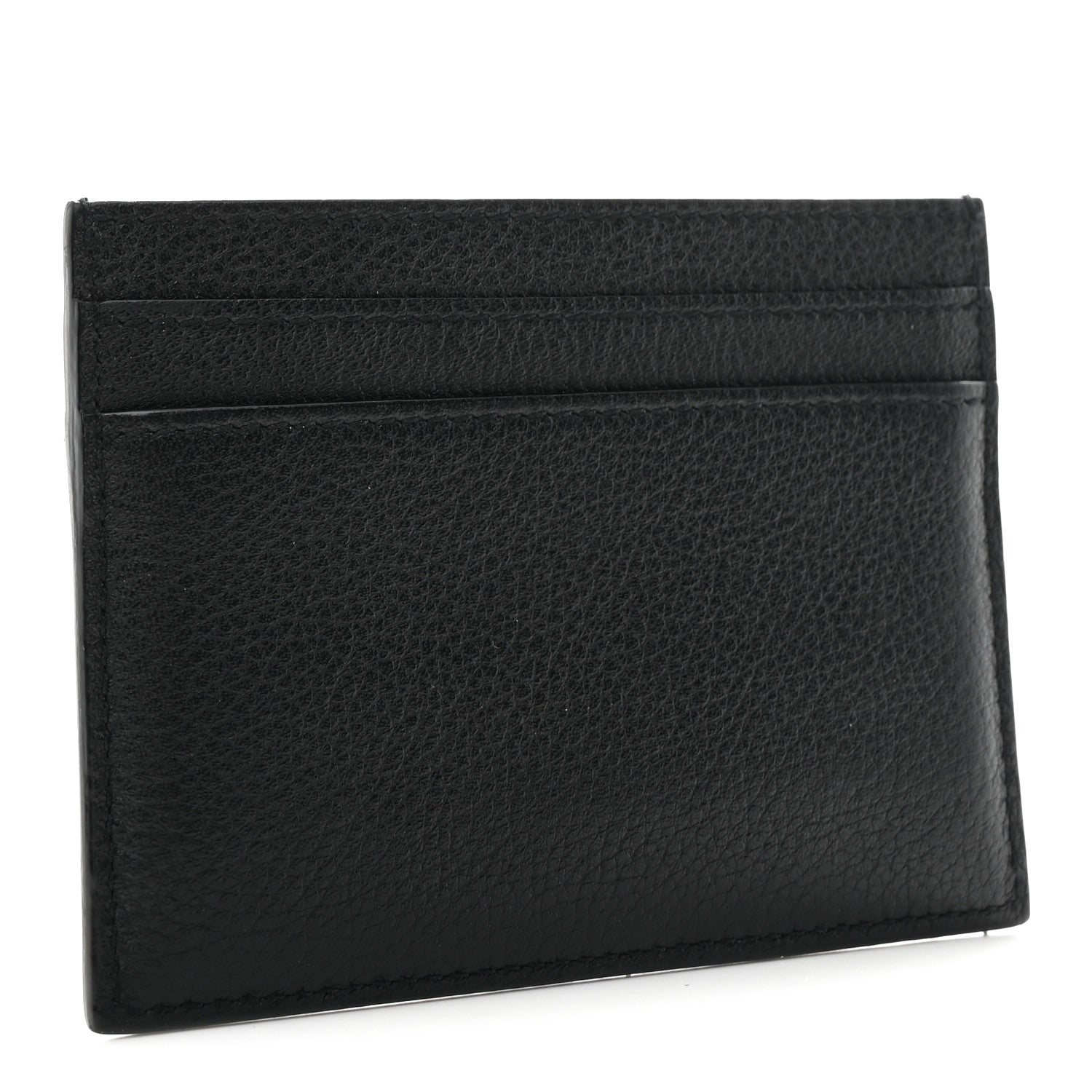 Saint Laurent Grained Calfskin Tiny Cassandre Credit Card Case Black 3 of 7