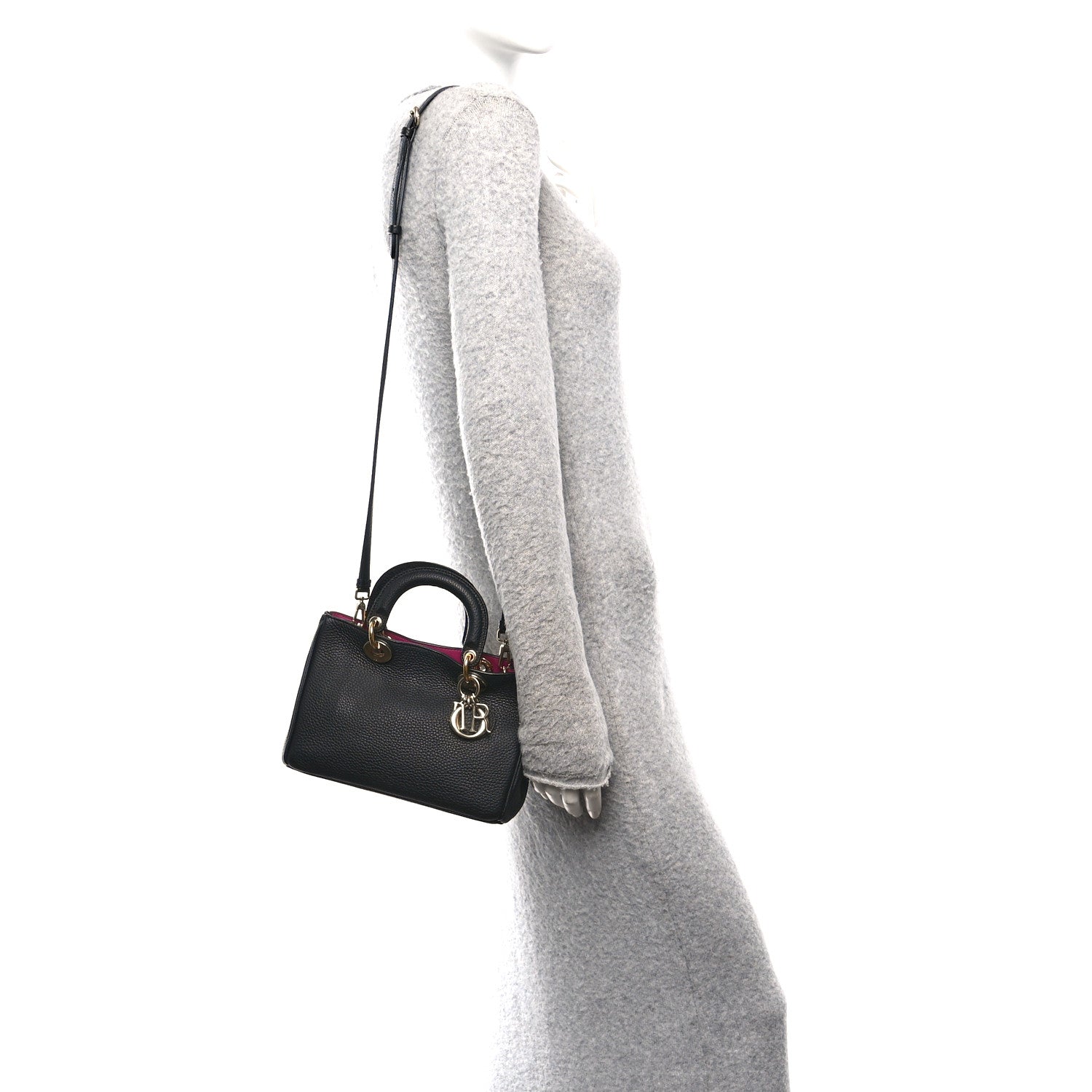 Christian Dior Bullcalf Small Diorissimo Tote Black Rose Indien 2 of 11