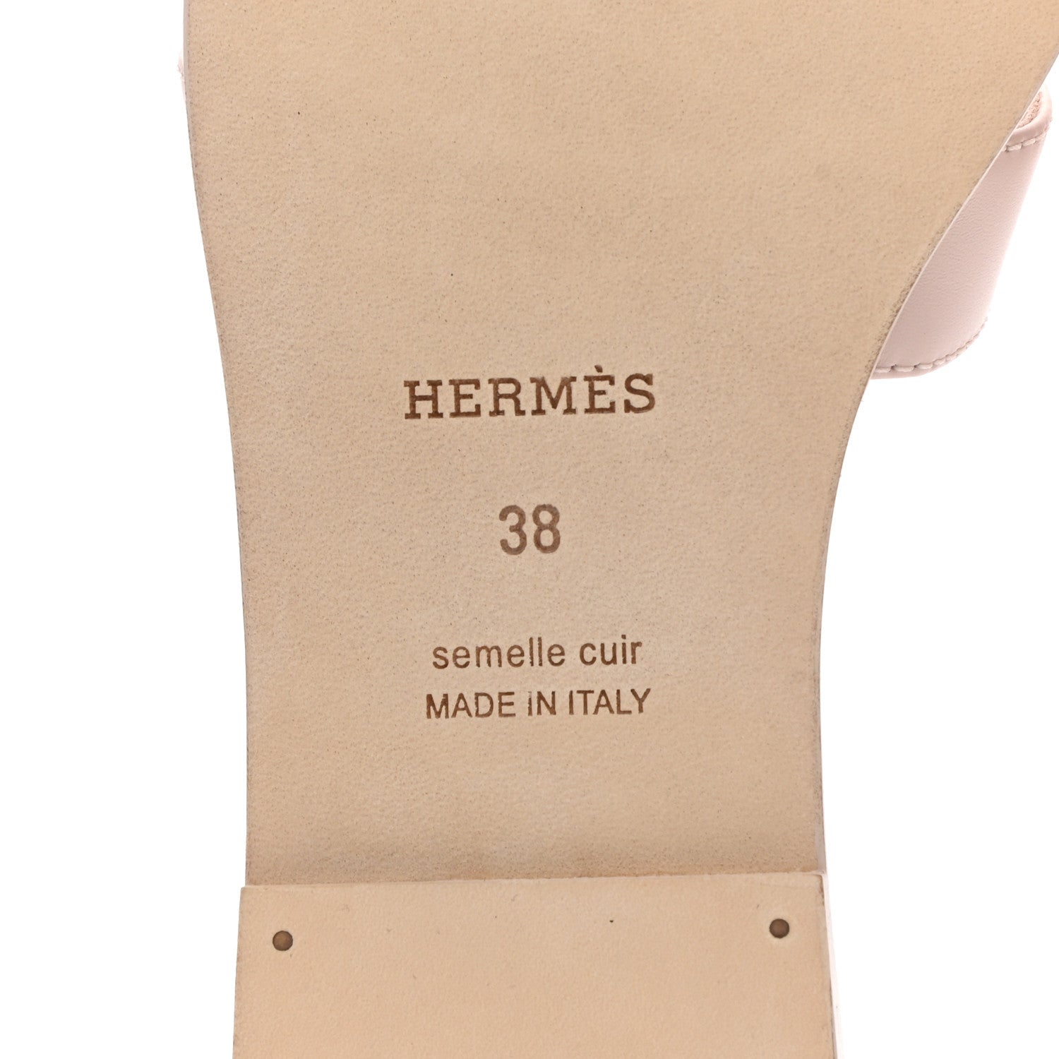 Hermes Box Calfskin Oran Sandals 38 Rose Pale 5 of 7