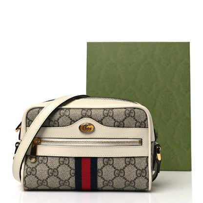 Gucci GG Supreme Monogram Textured Calfskin Web Mini Ophidia Shoulder Bag Beige Ebony Mystic White 10 of 10