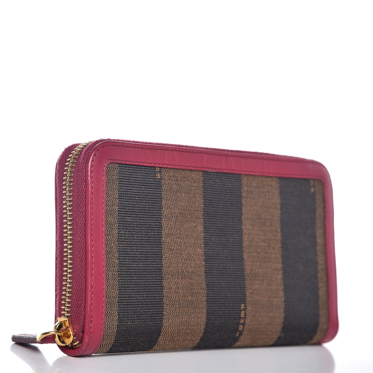 Pequin Striped Zip Around Wallet Tobacco Lampone