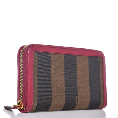 Fendi Pequin Striped Zip Around Wallet Tobacco Lampone 3 of 8