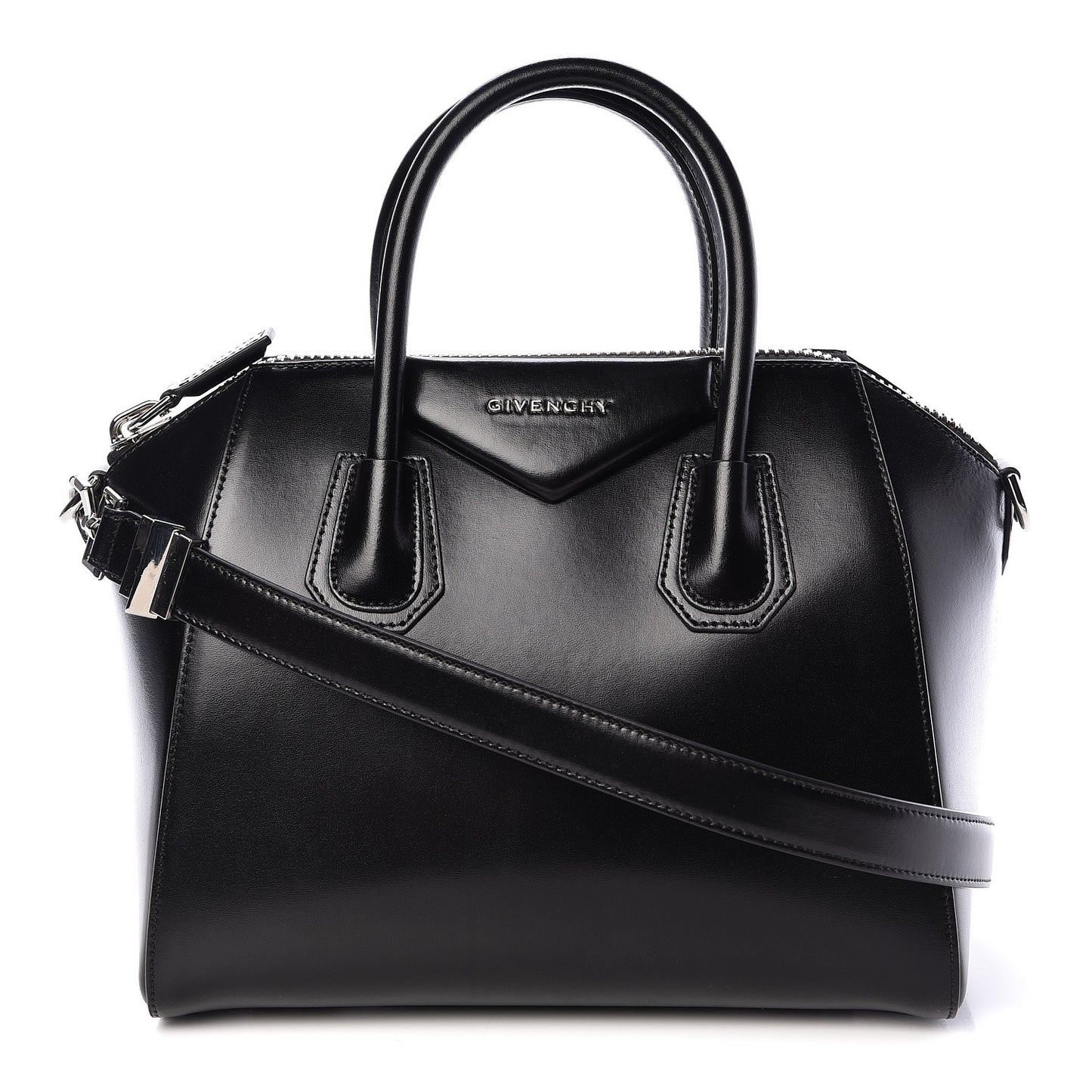 Shiny Lord Calfskin Small Antigona Black