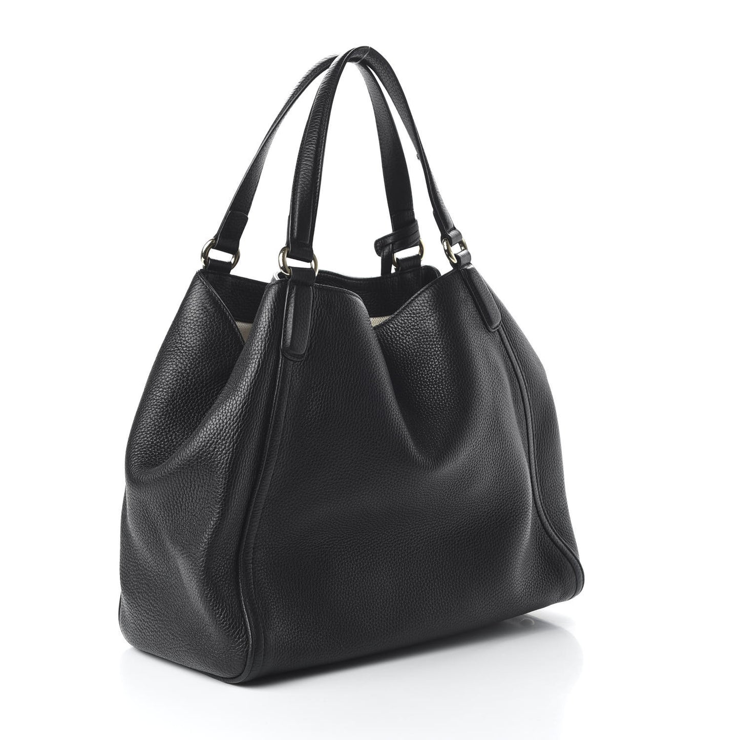 Pebbled Calfskin Medium Soho Shoulder Bag Black