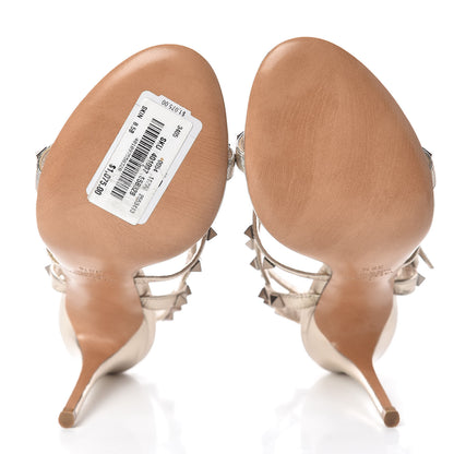 Valentino Garavani Metallic Nappa Rockstud Gladiator 105mm Sandals 38.5 Platino 5 of 8