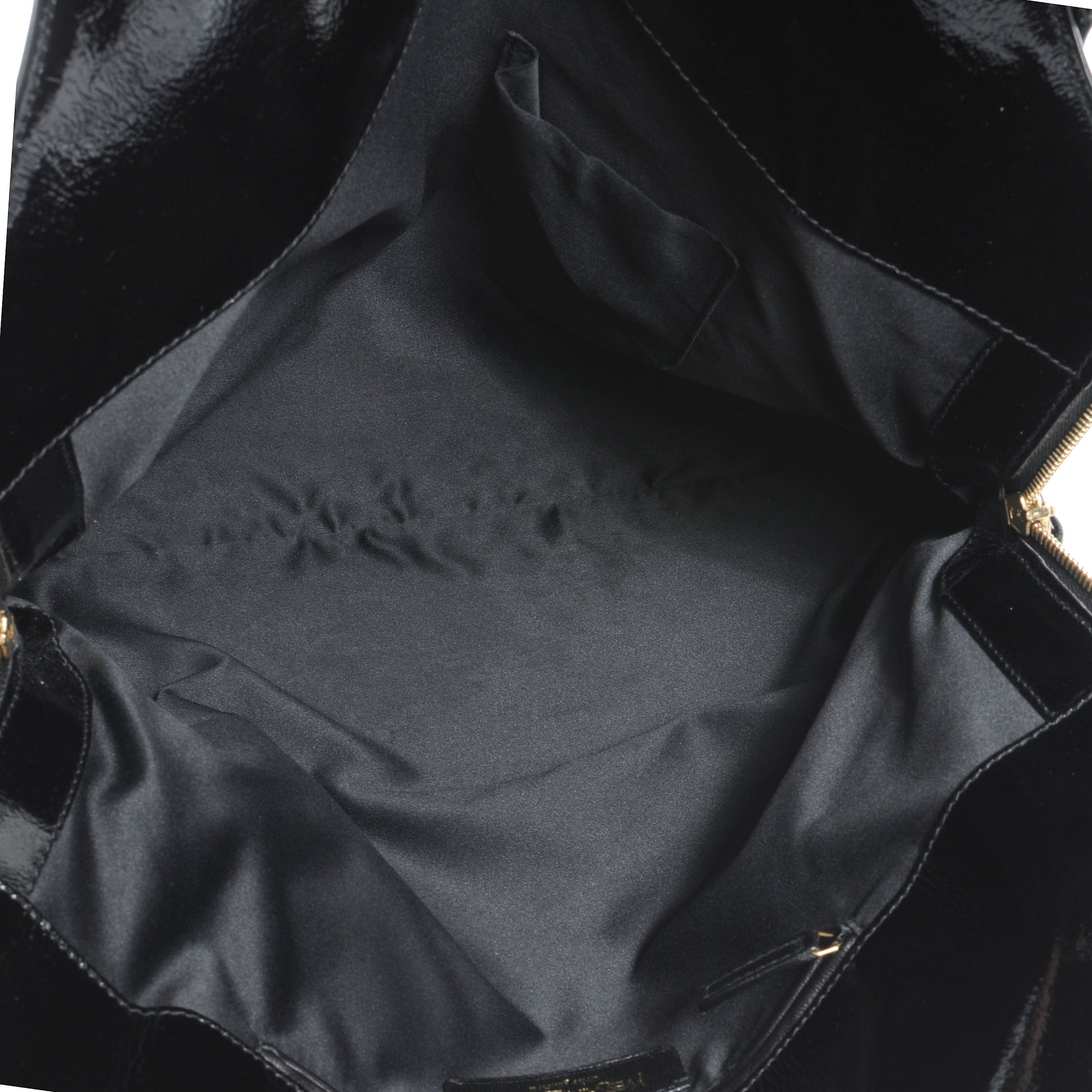 Saint Laurent Patent Crocodile Embossed Tribute Tote Black 5 of 7