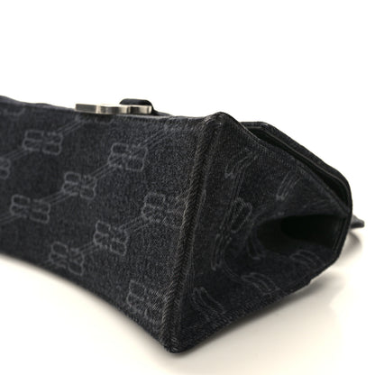 Balenciaga Denim BB Monogram Small Hourglass Top Handle Bag Black 10 of 13