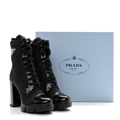 Prada Spazzolato Re-Nylon Metal Triangle Logo 110mm Ankle Boots 40 Black 14 of 14