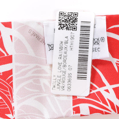 Hermes Silk Jungle Love Rainbow Twilly Rouge Bordeaux White 3 of 4