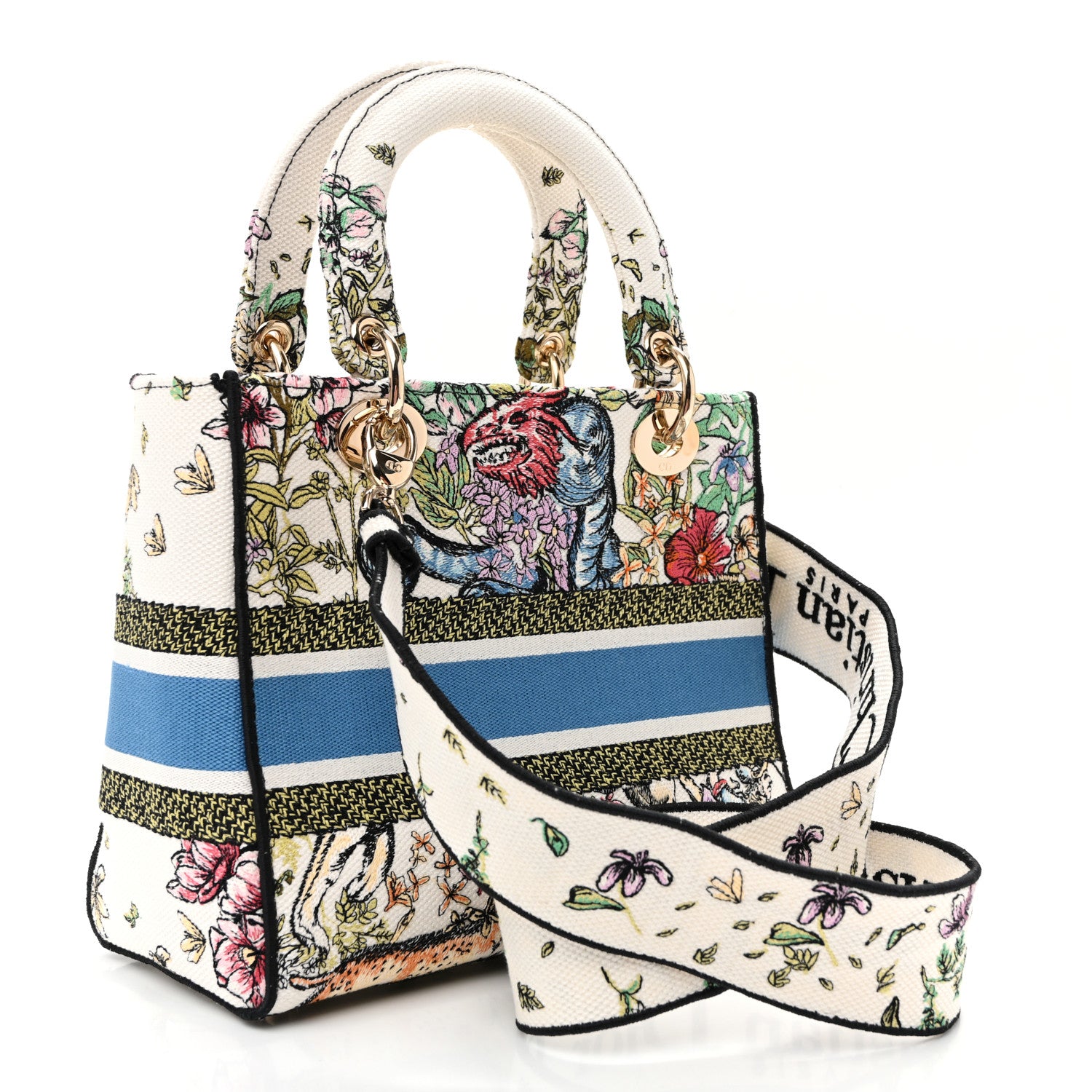 Christian Dior Canvas D-Constellation Embroidered Medium Lady D-Lite Latte Multicolor 3 of 9