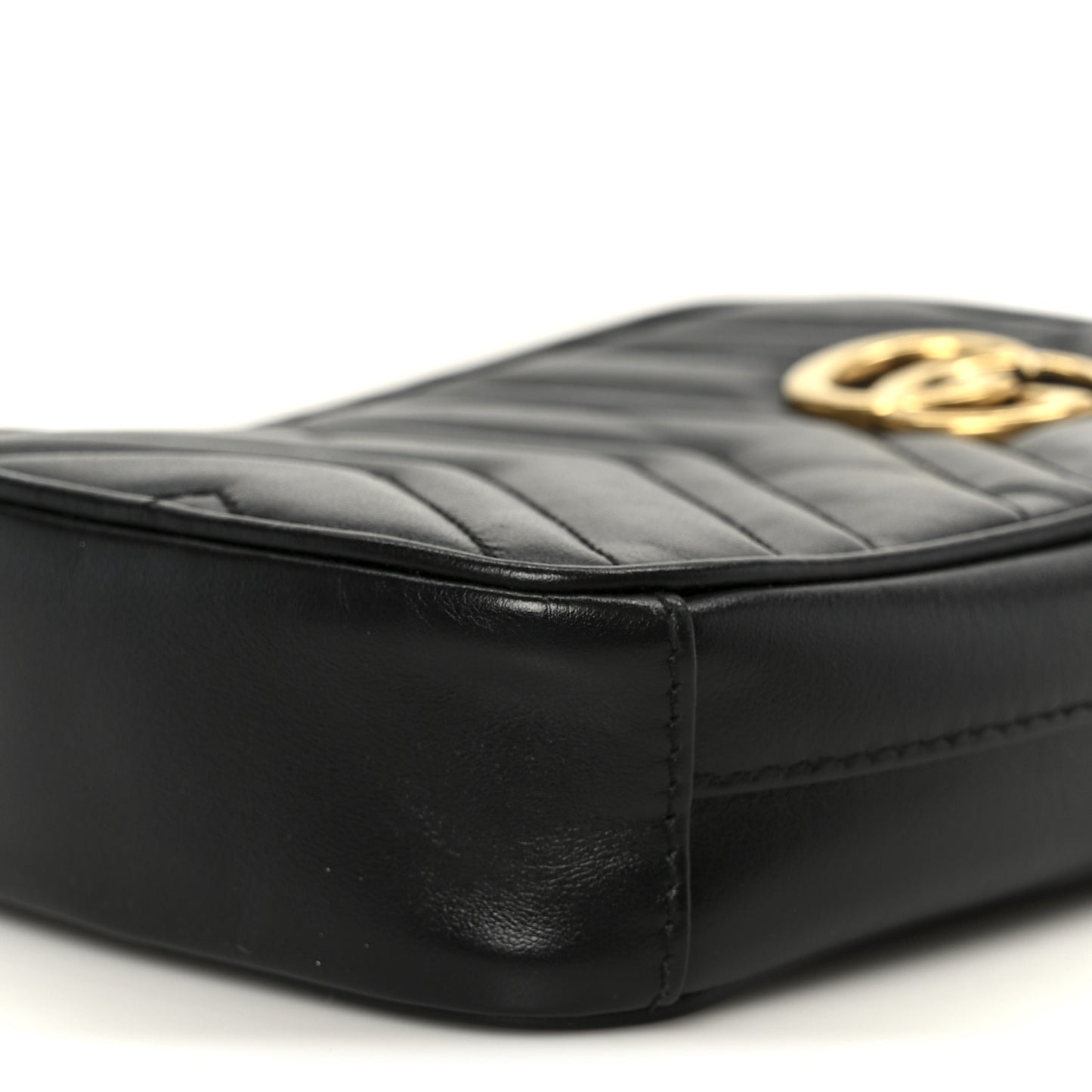 Calfskin Matelasse Mini GG Marmont Crossbody Bag Black