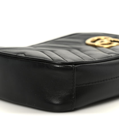 Gucci Calfskin Matelasse Mini GG Marmont Crossbody Bag Black 10 of 11
