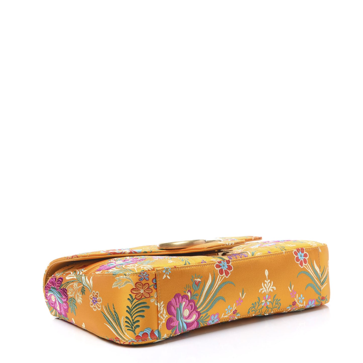 Jacquard Matelasse Floral Medium GG Marmont Shoulder Bag Yellow