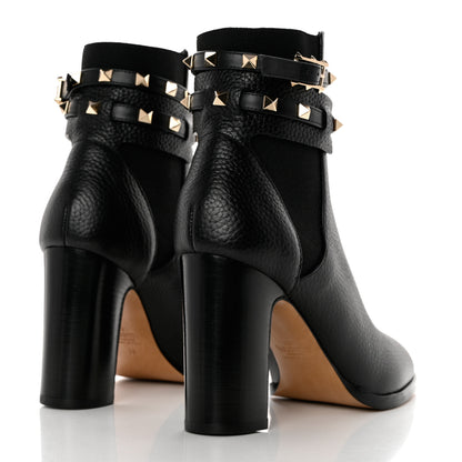 Valentino Garavani Grainy Calfskin Rockstud Chelsea 90mm Ankle Boots 38 Black 4 of 8