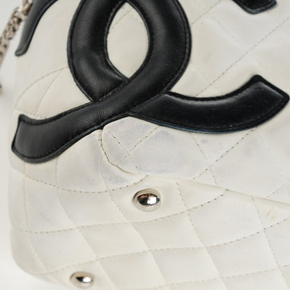 Chanel Calfskin Quilted Large Cambon Bowler White Black 8 of 11