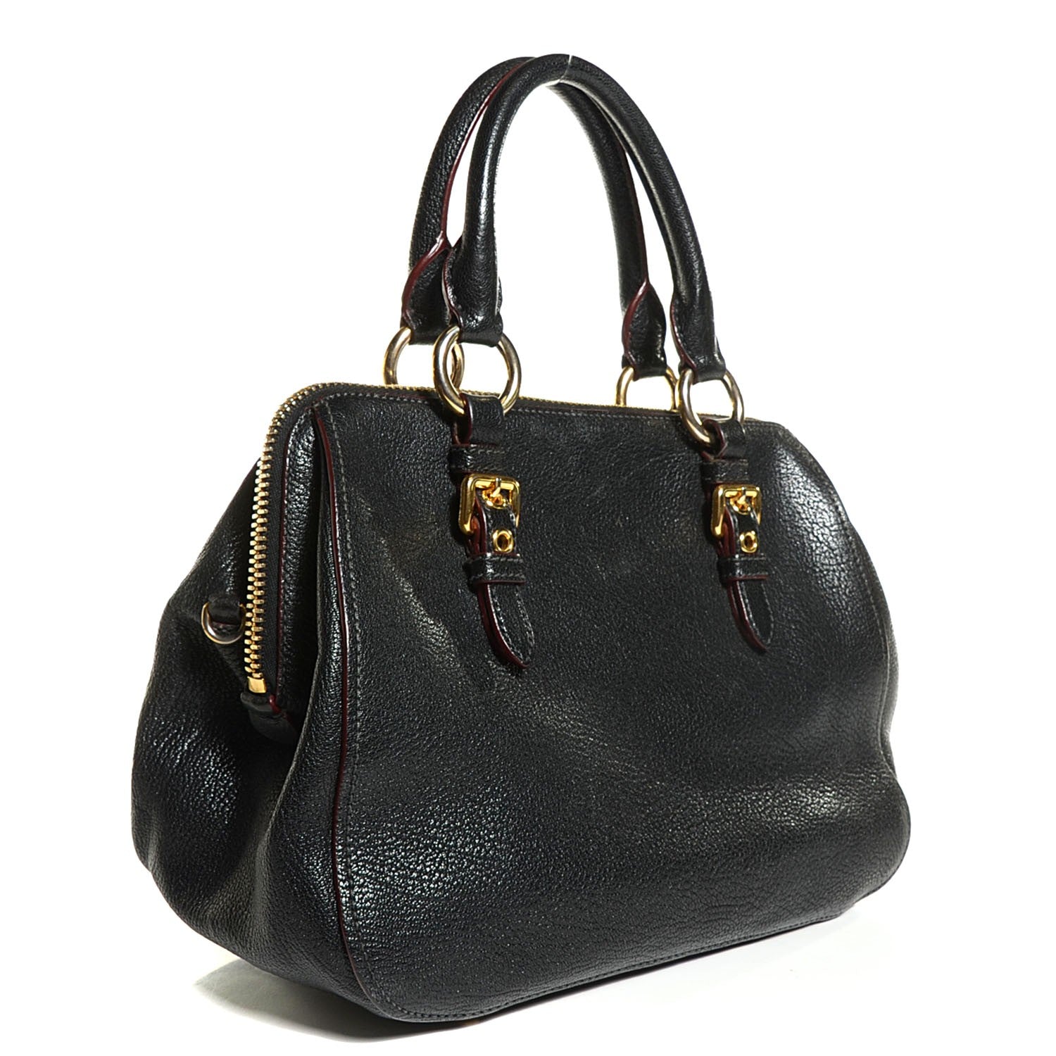 Miu Miu Goatskin Madras Bauletto Nero Black 3 of 8