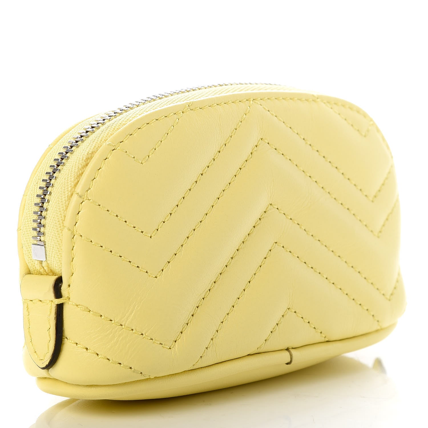 Gucci Calfskin Matelasse GG Marmont Key Pouch Banana 3 of 9