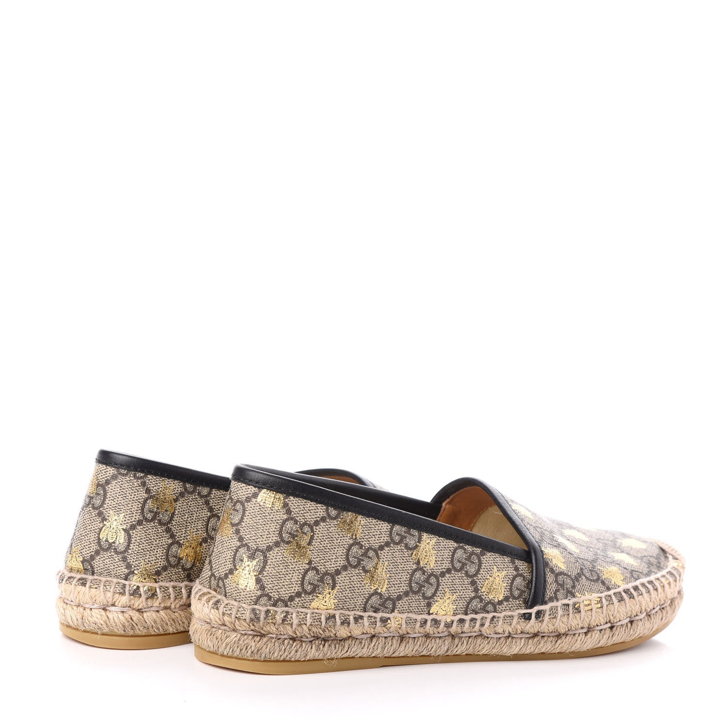 Gucci GG Supreme Monogram Bees Espadrille Flats 36.5 Beige Ebony Oro Black 4 of 7
