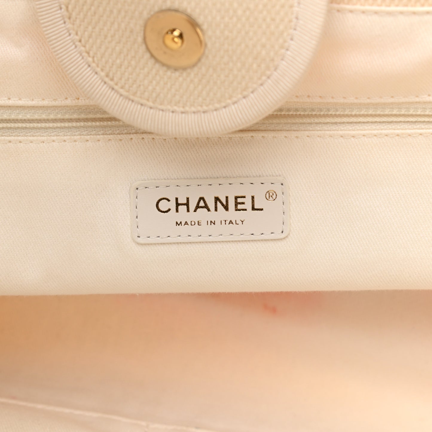 Canvas Pearl Medium Deauville Tote Ecru Beige