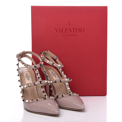 Valentino Garavani Patent Nappa Rockstud Ankle Strap 100mm Pumps 38 Poudre 11 of 11