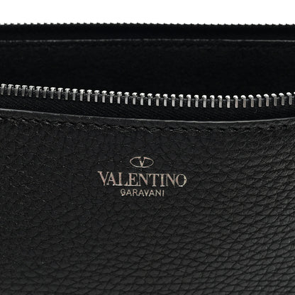 Valentino Garavani Pebbled Calfskin Monochrome Large Rockstud Zip Pouch Black 6 of 7