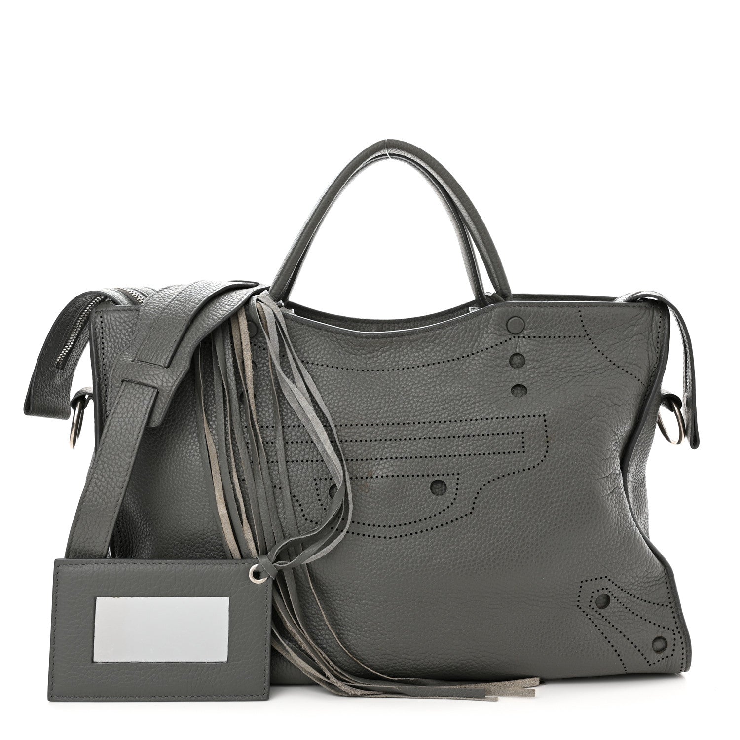 Balenciaga Veau Grana Perforated Blackout Hardware City Gris Acier 1 of 14
