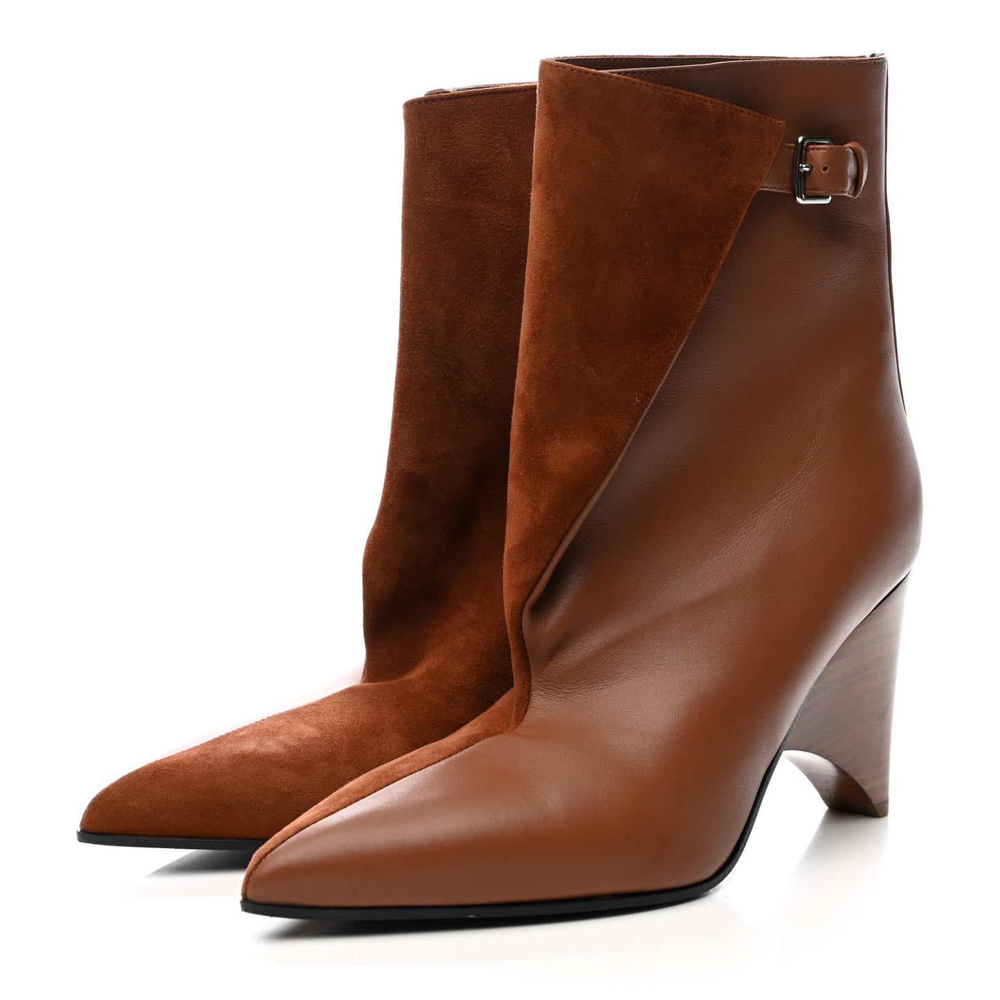 Suede Goatskin Calfskin Hanae 85 Ankle Boots 37.5 Gold