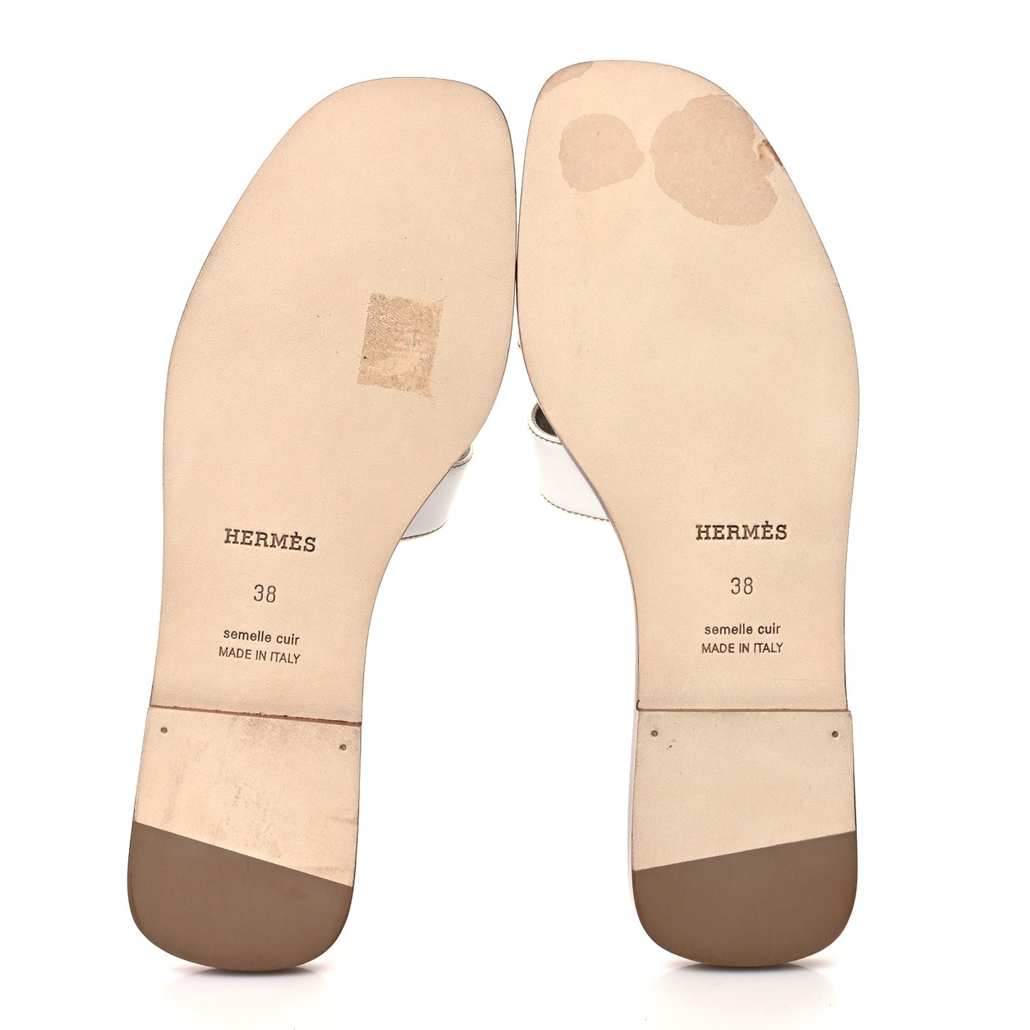 Box Calfskin Oran Sandals 38 White
