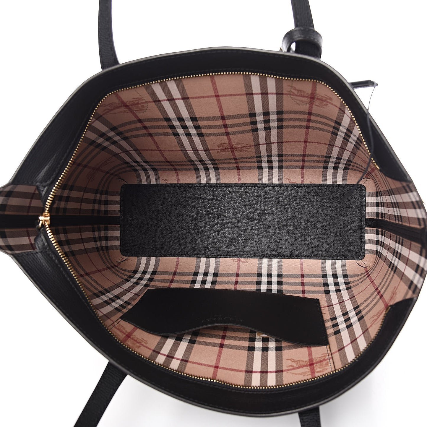 Grainy Calfskin Haymarket Colours Check Medium Zip Tote Black