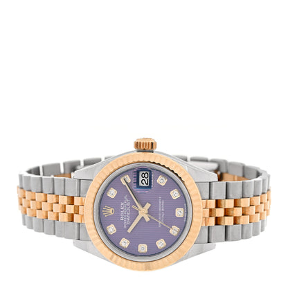 Rolex Stainless Steel 18K Yellow Gold Diamond 28mm Oyster Perpetual Datejust Watch Lavender Tapestry 279173 2 of 5