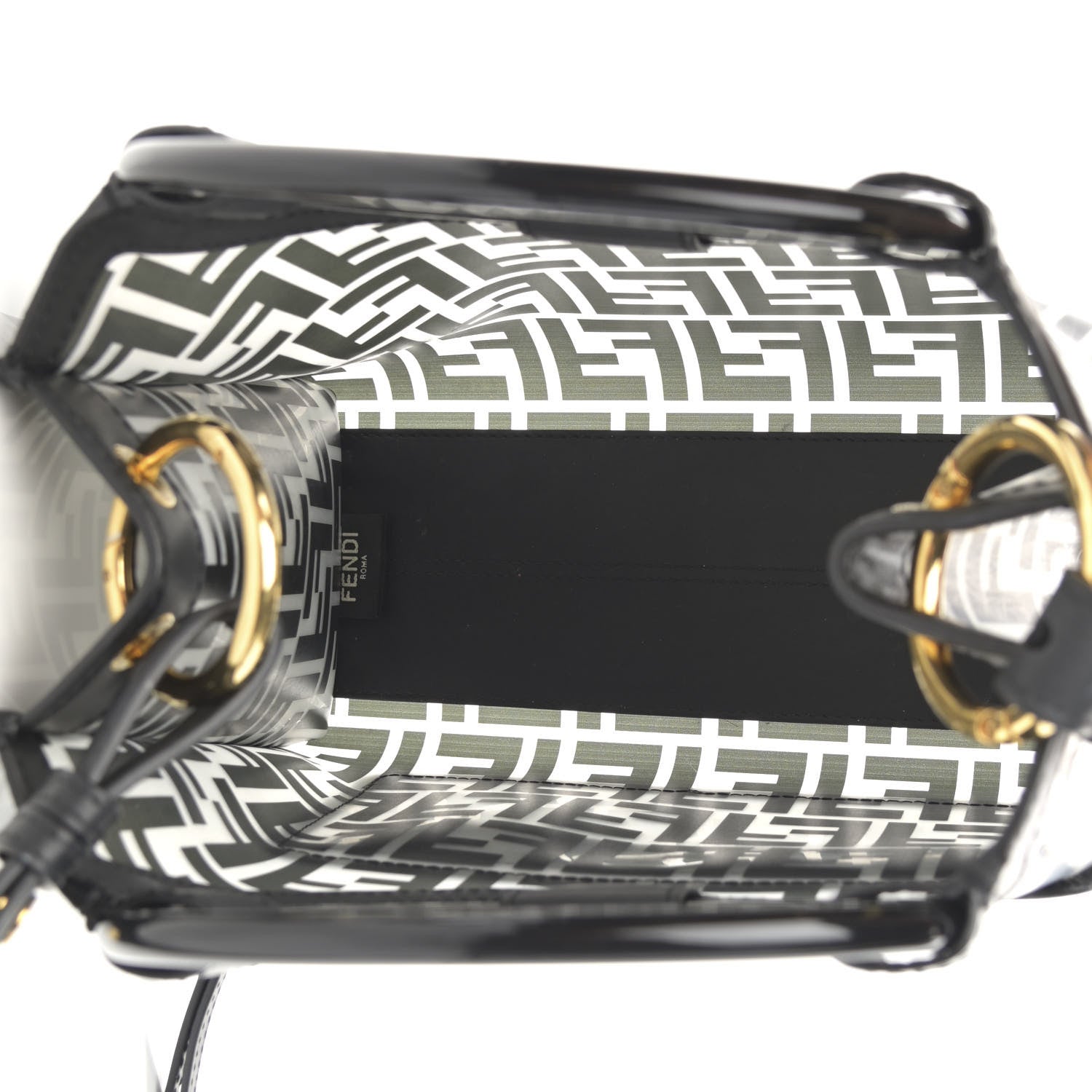 Fendi TPU FF Vitello Century Plexiglass Small Runaway Shopper Tote Black 5 of 12