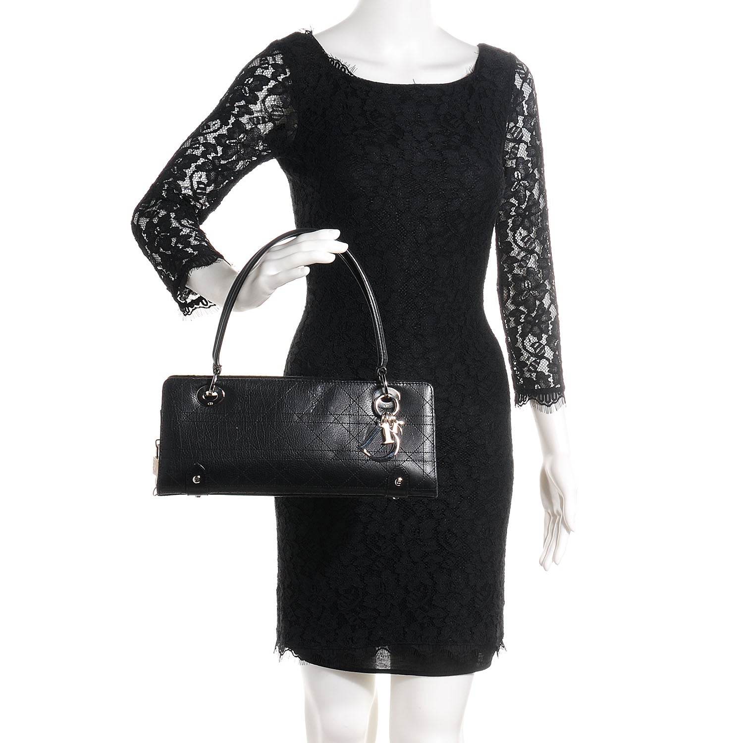 Christian Dior Calfskin Cannage Stitched Lady Dior East West Black 2 of 8