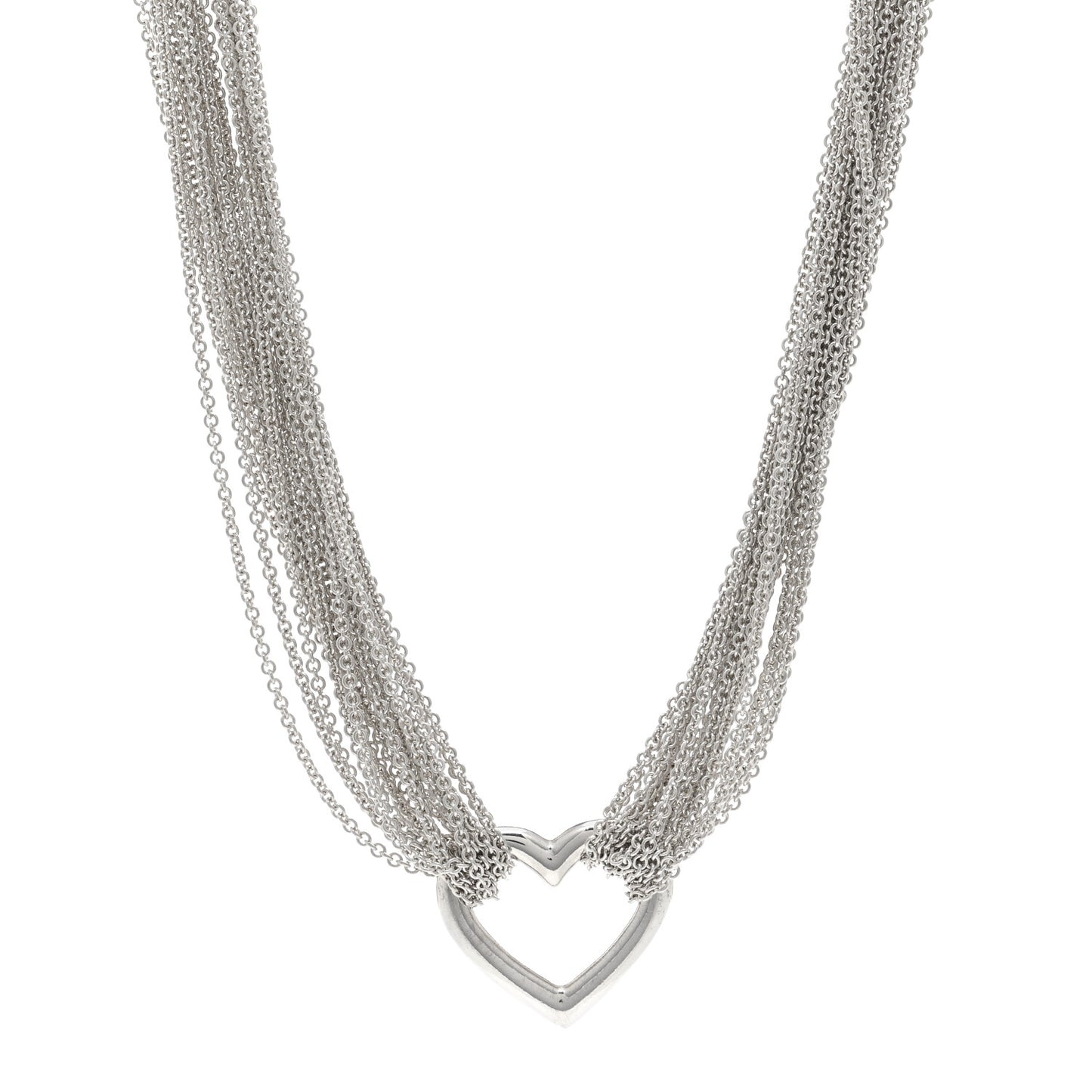 Sterling Silver Heart Multi Chain Toggle Necklace