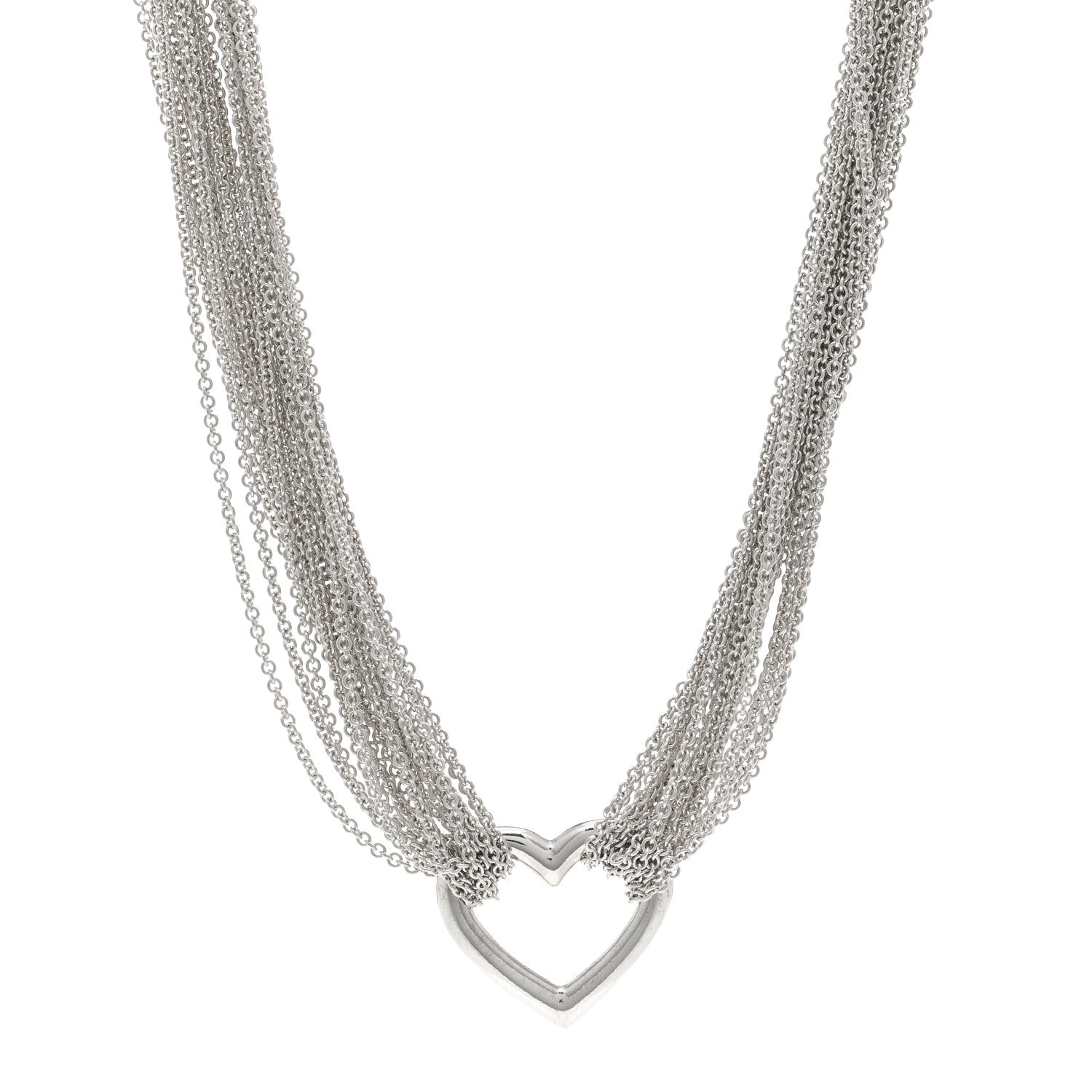 Tiffany Sterling Silver Heart Multi Chain Toggle Necklace 1 of 4