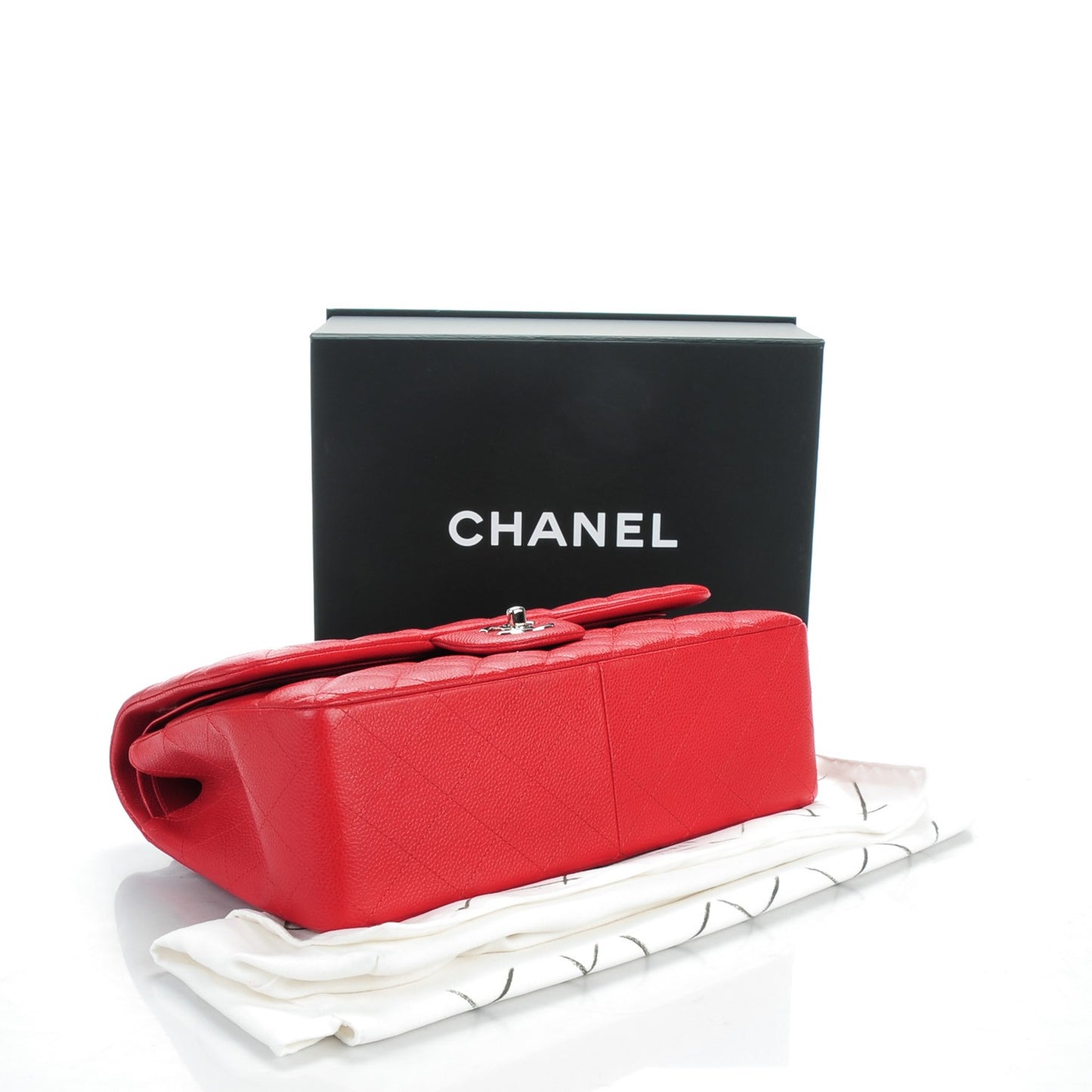 Caviar Quilted Jumbo Double Flap Red