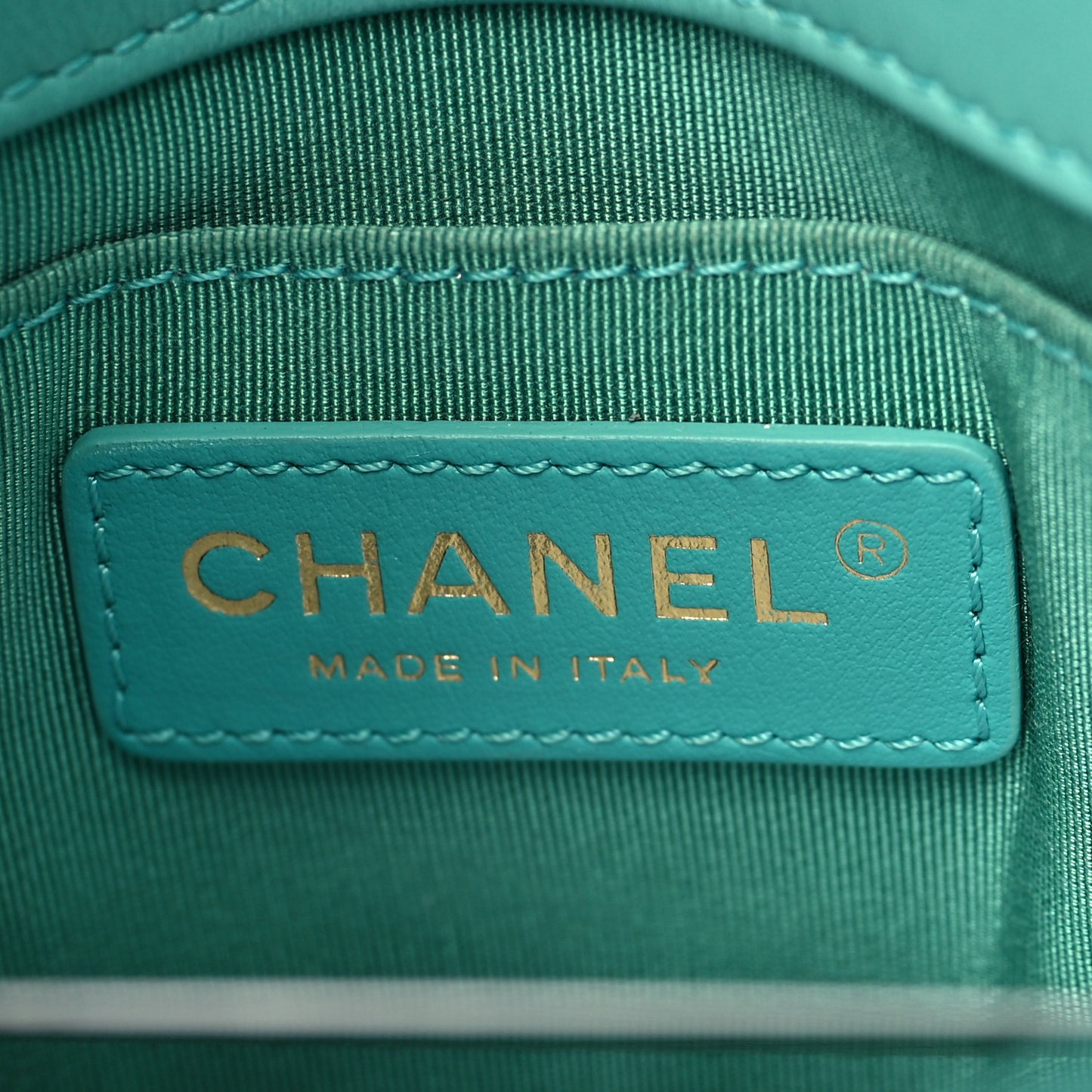 Calfskin Stitched Small Covered CC Flap Bag Green