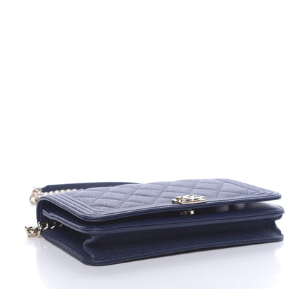 Chanel Caviar Quilted Boy Wallet On Chain WOC Navy 4 of 12