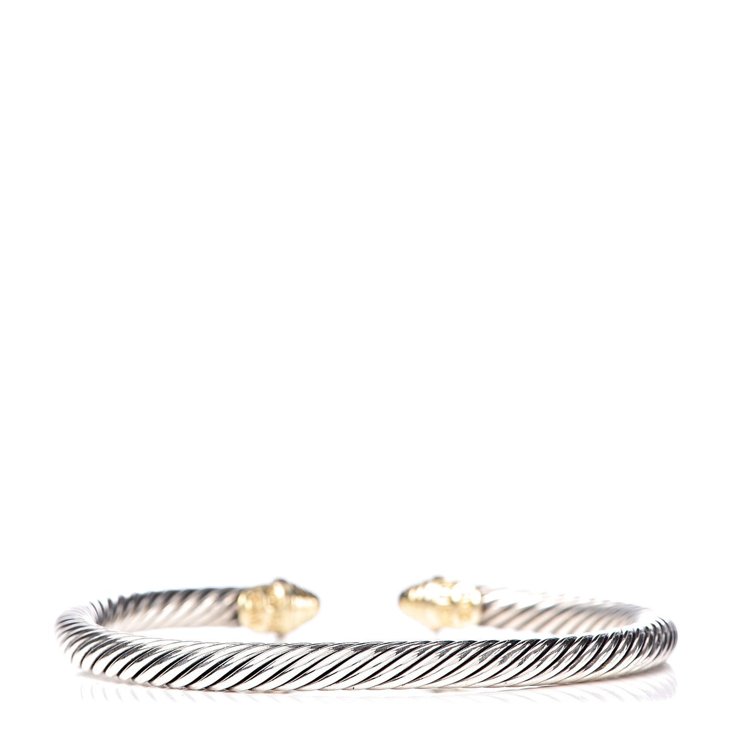Sterling Silver 18K Yellow Gold Diamond 4mm Cable Classics Bracelet