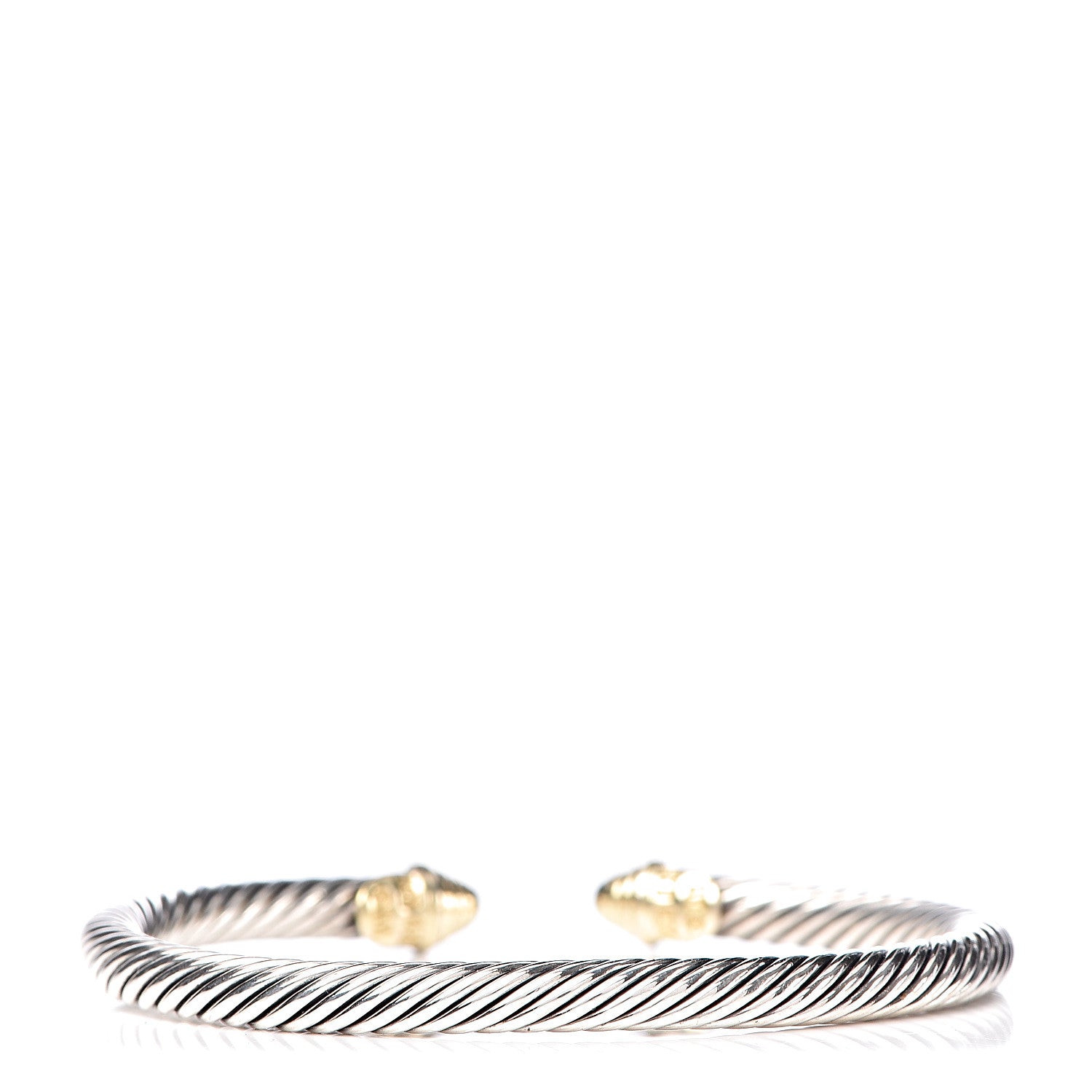 David Yurman Sterling Silver 18K Yellow Gold Diamond 4mm Cable Classics Bracelet 3 of 5