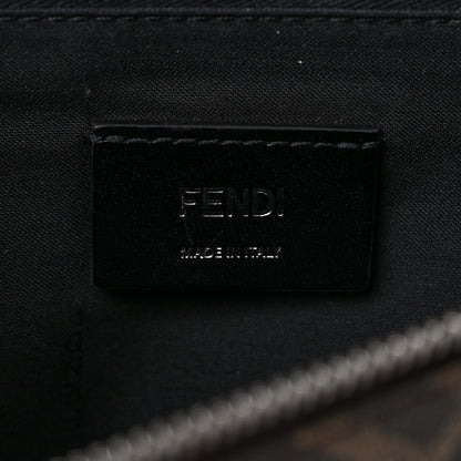 Fendi Glazed Fabric Vitello Cover FF 1974 Diagonal Bi-Color Belt Bag Tobacco Moro Sand Black 6 of 8