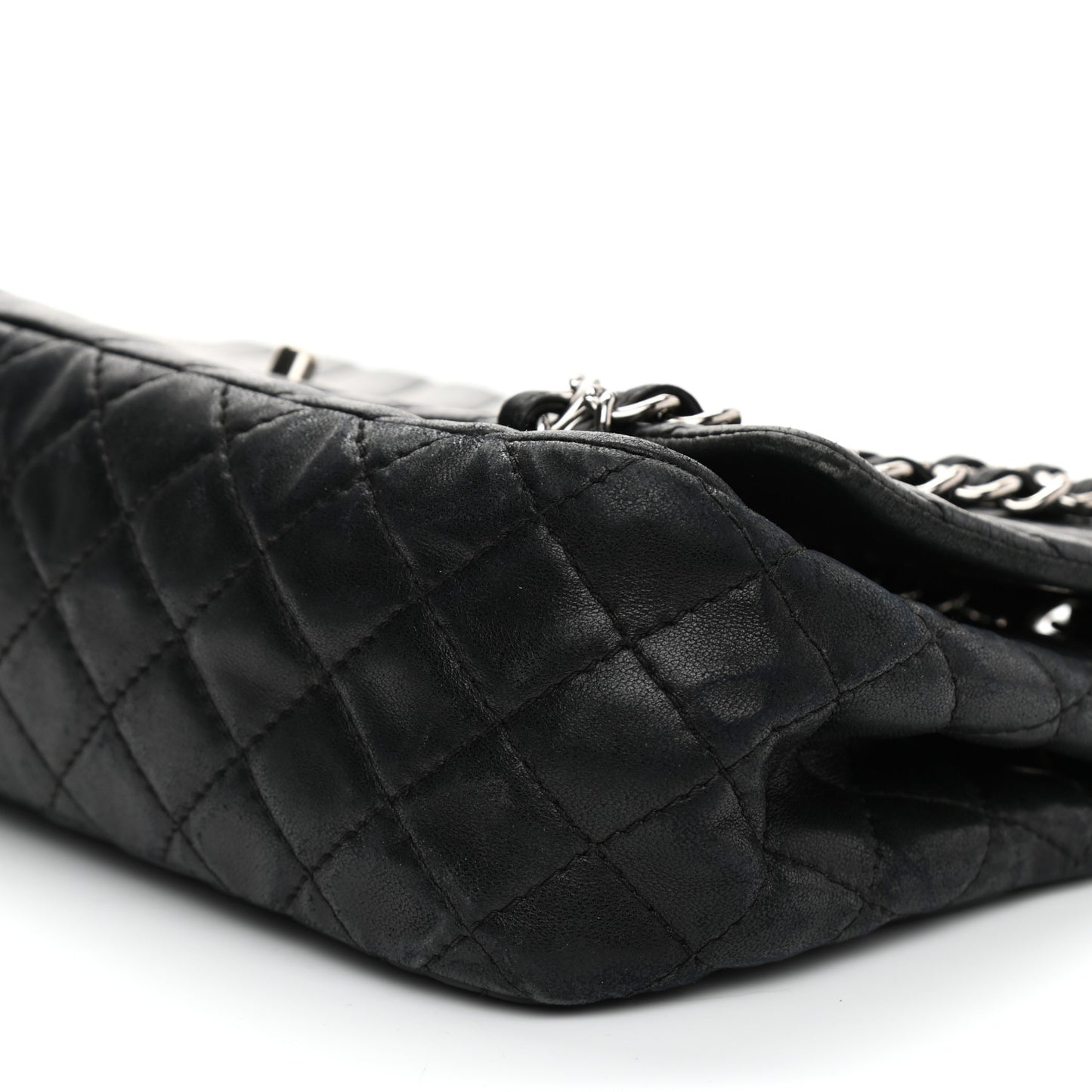 Lambskin Chevron Quilted Single Flap Black