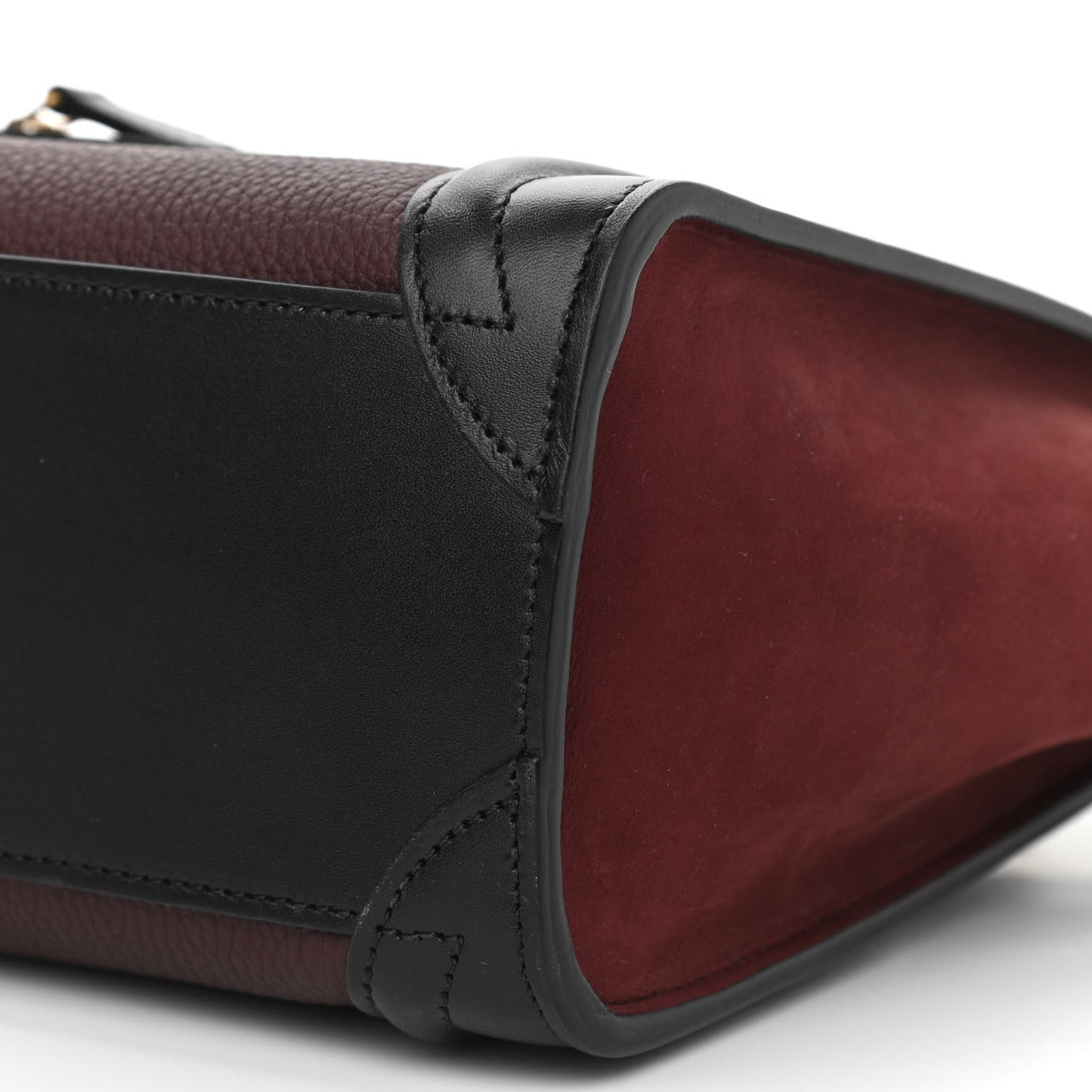 Baby Grained Calfskin Nubuck Tri-Color Nano Luggage Burgundy Wine