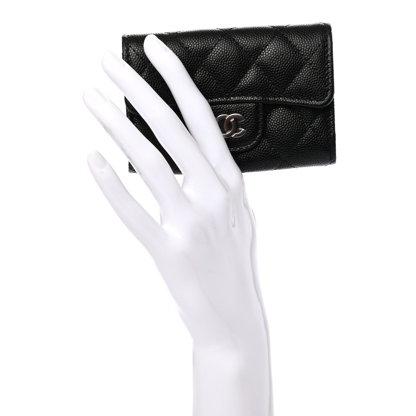 Caviar Quilted Classic 4 Key Holder Wallet Black