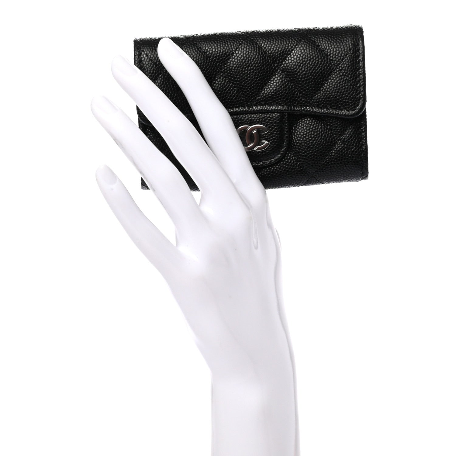 Chanel Caviar Quilted Classic 4 Key Holder Wallet Black 2 of 8