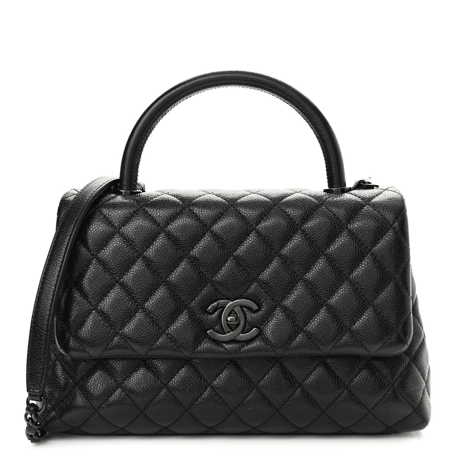 Chanel Caviar Quilted Small Coco Handle Flap So Black 1 of 10
