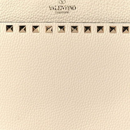 Valentino Garavani Pebbled Calfskin Rockstud Zip Pouch Ivory 7 of 9