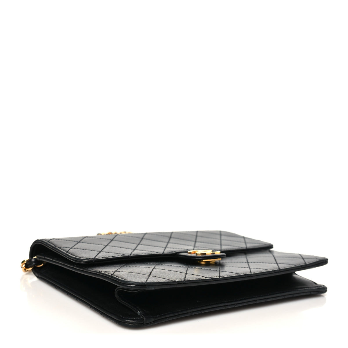 Lambskin Quilted Small Single Flap Bag Black